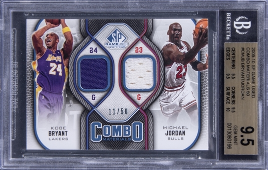 2009-10 UD SP Game Used Combo Materials #CM-JB Jordan/Bryant Patch Card (#11/50) - BGS GEM MINT 9.5